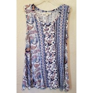 Late August Floral Sleeveless Top, Sz Medium